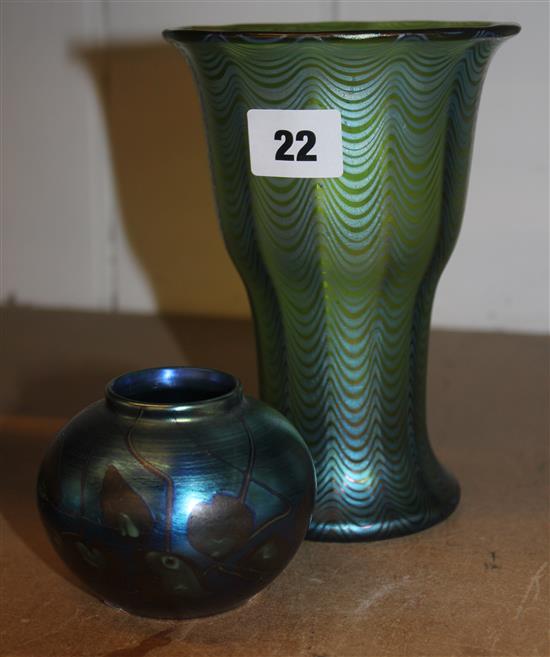 Loetz vase and LCT squat vase (damaged)